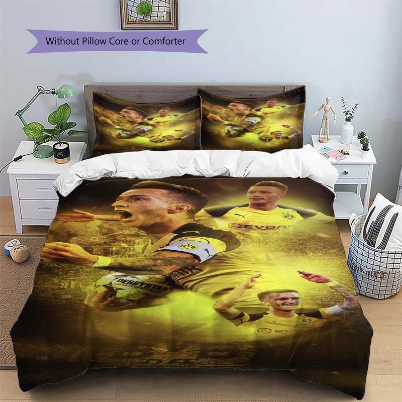 Borussia Dortmund (BVB) 3-teiliges Bettwäsche-Set (Bettbezug & 2 Kissenbezüge) – Bettwäsche mit Fußballthema für Fans (Bettdecke und Kissenfüllungen nicht enthalten)