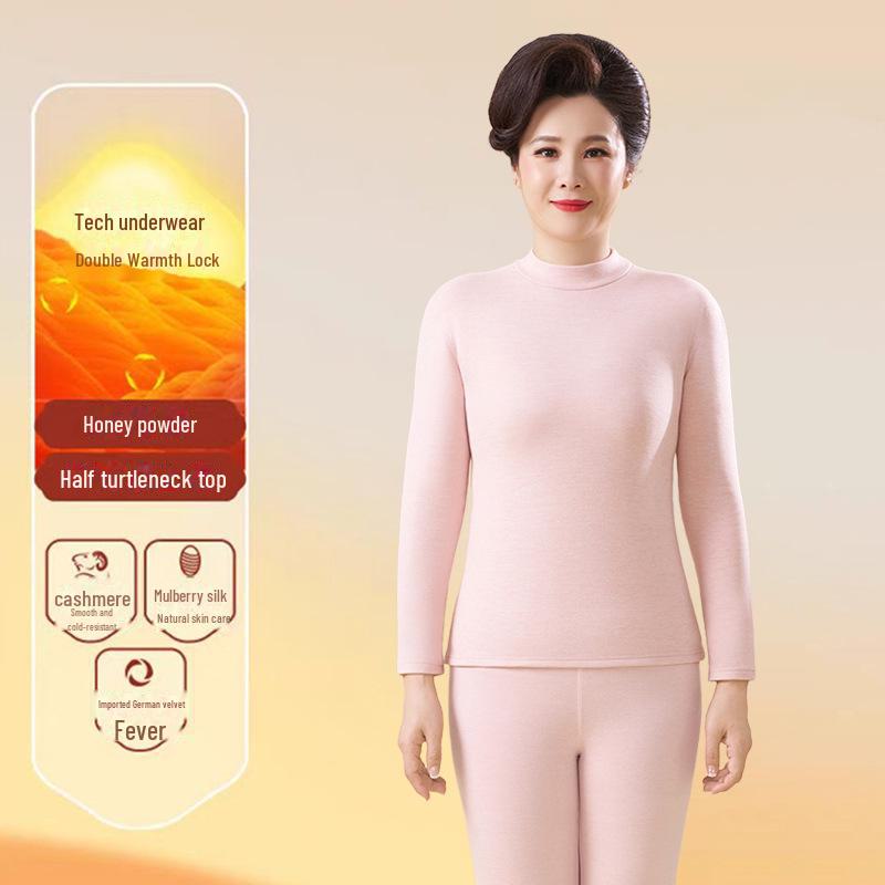 Niemiecki jesienny garnitur z kaszmiru: Damski sweter i spodnie z bawełny termicznej dla osób starszych