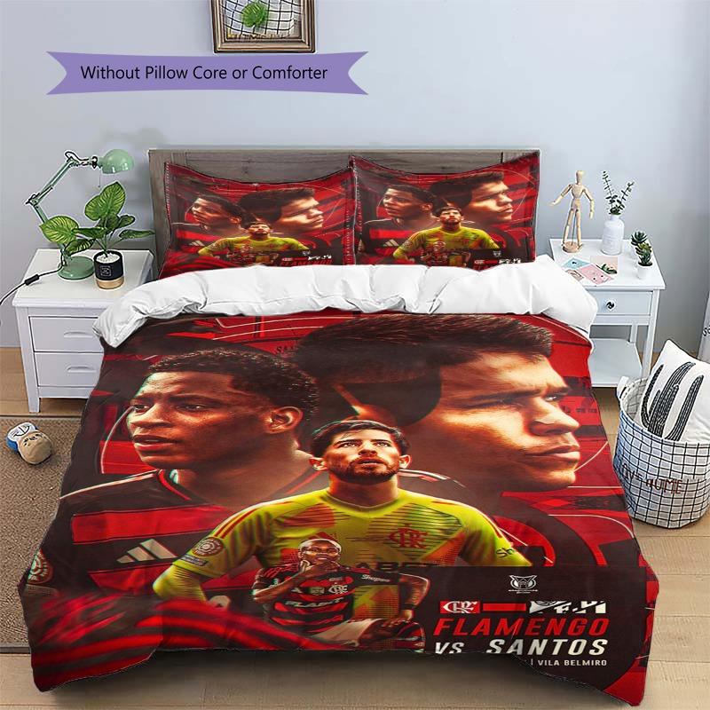 Flamengo Football Team Match Poster Print 3‑Pieces Duvet Cover Set Soccer Bedding Bedroom Home Decor Without Pillow Core