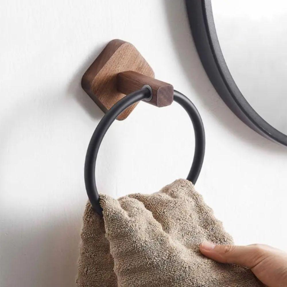 Aluminium Material Towel Holder Rings Round Design Wall Mounted Towel Holder  Household Use