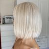 Synthetic Bob Wigs with Bang Short Straight Light Blonde Beige Natural Hair Wigs for Women Daily Cosplay Heat Resistant