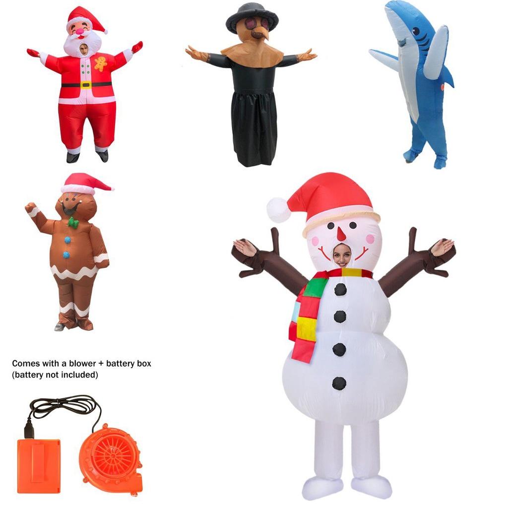 Dospělý nafukovací kostým Santa Claus, Sněhulák, Perníkový muž pro cosplay a halloweenské večírky