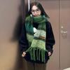 Autumn And Winter  Thickened Mohair Scarf For Women All-Match High-End Tassel Maillard Plaid Warm Neck Scarf