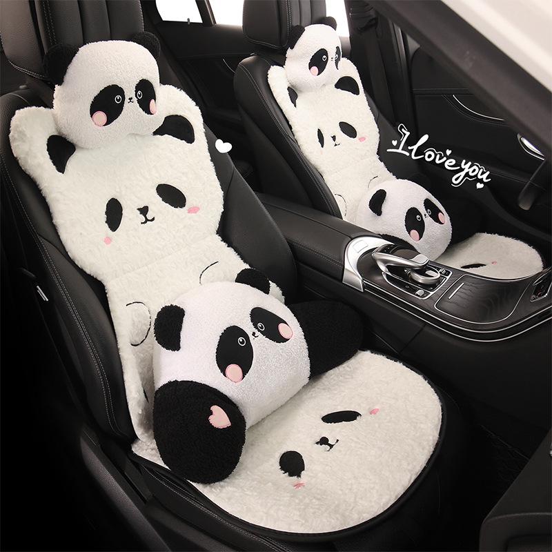 Panda Winter Plush Car Seat Cushion for Toyota bZ3, Corolla, RAV4, Rongfang, bZ5