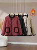 Damen Samtige Dicke Umstandsjacke im chinesischen Stil mit Froschknöpfen - Warme Winter-Baumwoll-Oberbekleidung für mittlere/ältere Jahre Freizeitkleidung.