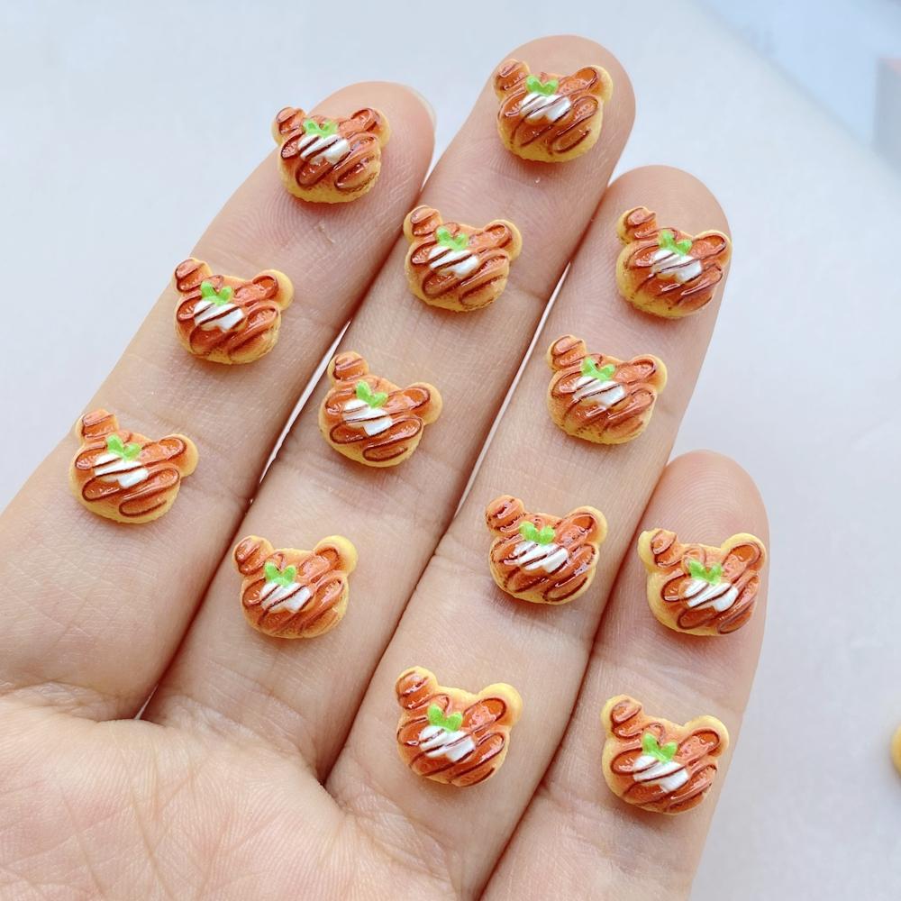 50 Pcs Cute Mini Simulated Bread, Donuts, Pizza Flat Back Resin Cabochons Scrapbooking DIY Jewelry Hairpin Craft Decoration
