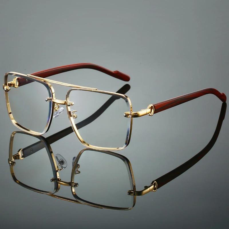 Fashion Men Retro Square Glasses Metal Women's Shades Brand Design Driving Sunglasses New Double Bridge Pilot Sun Glasses