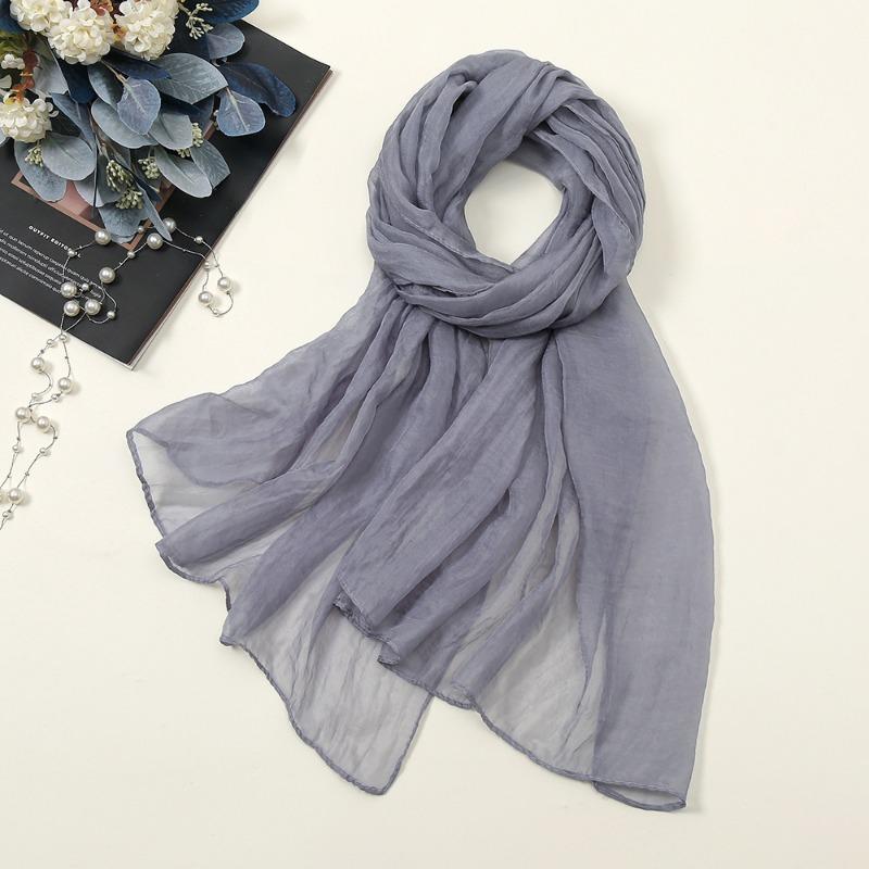 New solid color silk scarf women, oversized chiffon beach scarf fashion bikini swimsuit wrap scarf shawl