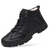 Fashion Men's Autumn and winter genuine leather boots Comfortable and warm style Daily business and office Outdoor quality Black shoes