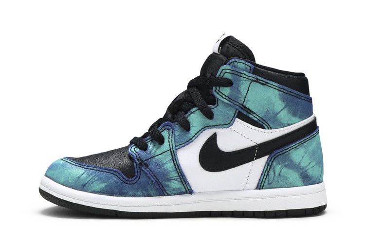 Kids' Sneakers Jordan 1 Retro High Tie Dye (TD) White/Black-Aurora Green