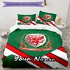3pcs Custom Name Wales Bedding Set Duvet Cover Closure Includes 1 Duvet Cover & 2 Pillowcases, Soft and Comfortable for All Seasons.