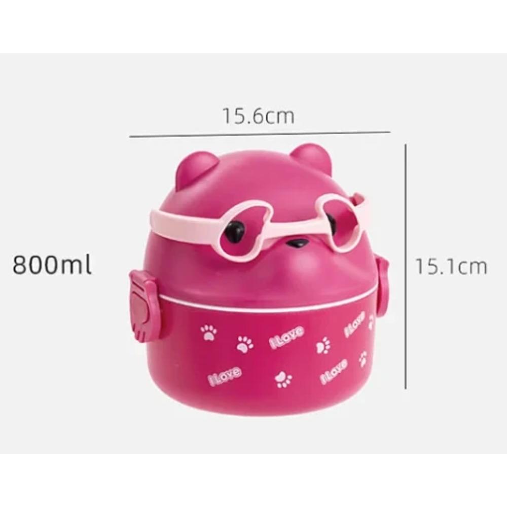 Lunch Box Portable Insulated Lunch Container Set Stackable Bento Cartoon Eyeglass Bear Shape Food Storage Container For Kids
