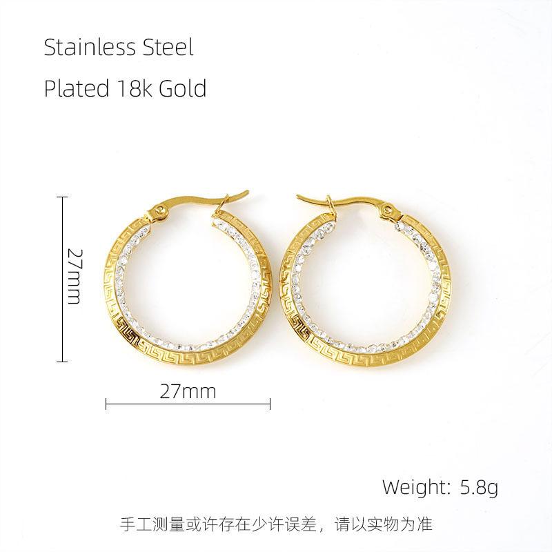 New titanium steel color-retaining gold-plated diamond-encrusted earrings niche design high-end elegant temperament earrings