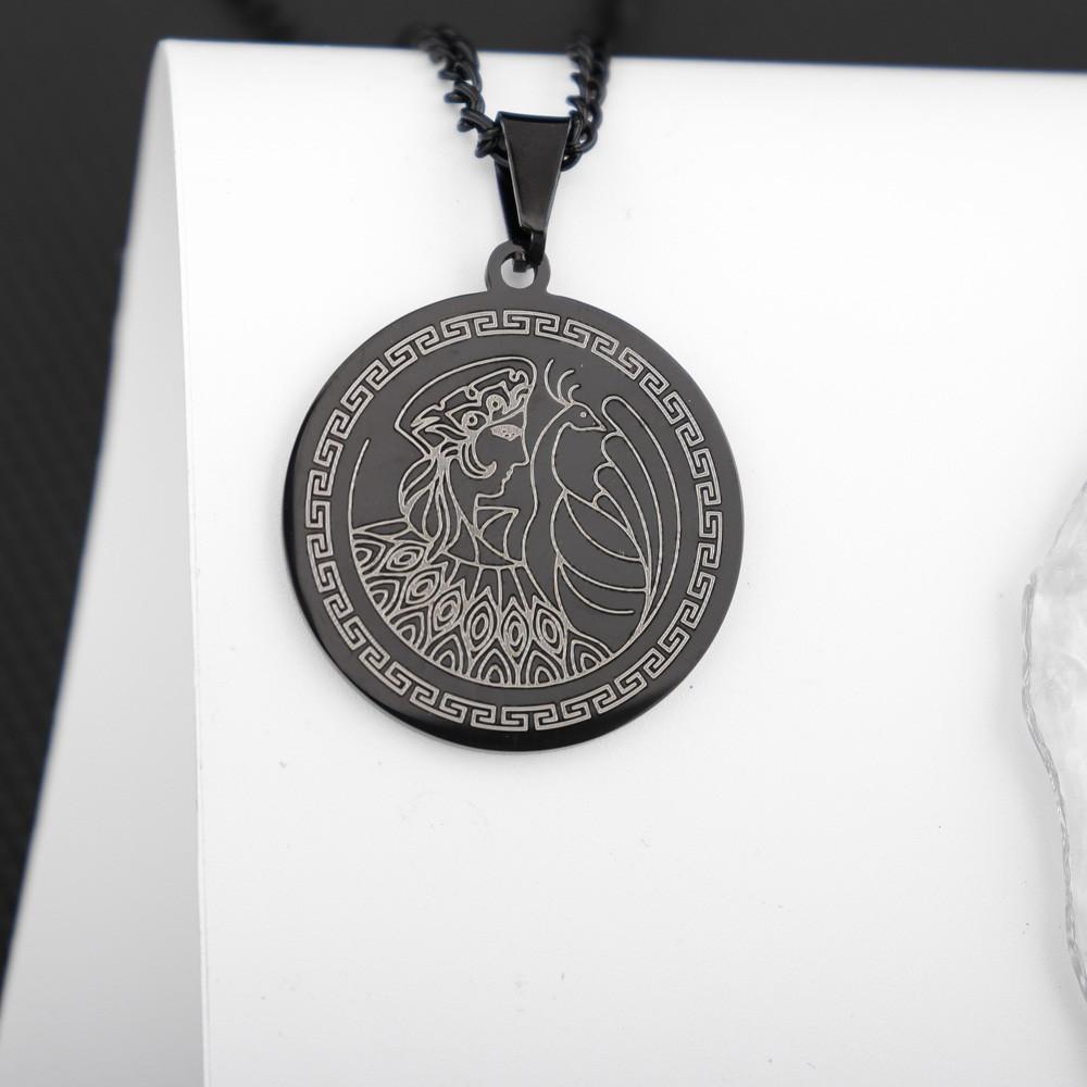European and American Titanium Steel Hera, Queen of the Ancient Greek Gods, Round Brand Long Necklace