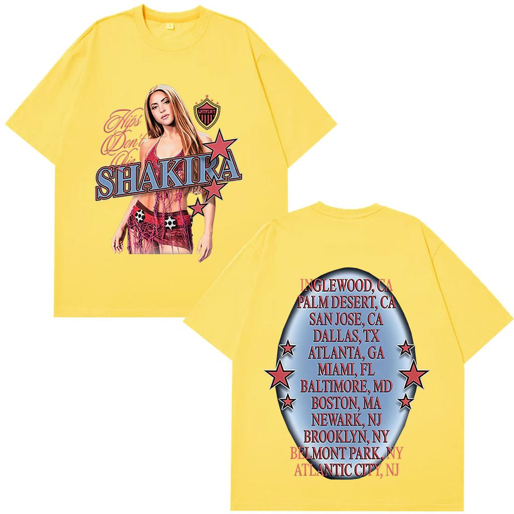 Shakira Las Mujeres Ya No Lloran World Tour 2026 Tshirt Unisex Unisex Fashion Tshirt Loose Casual Cotton Vintage Hiphop Tshirts