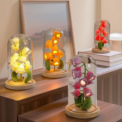 Lily of the Valley Hand-woven Finished Lamp Shade Dried Flowers Crocheted Night Light Ornaments Drifting Bottle Model China