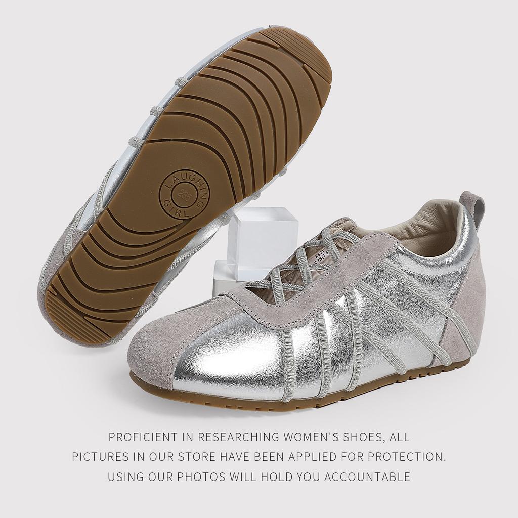 Inner Height Increase 5Cm Silver German Training Shoes Women'S Invisible Inner Height Increase Summer OnePedal SoftSoled Ballet Leisure