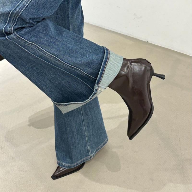 Thin Heel Thin Boots Women's 2025 Autumn and Winter New Fashion Versatile Pointed Short Boots Temperament High Heel Black Brown