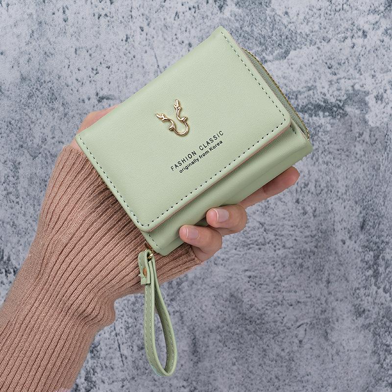 Women's small wallet leather new hand change bag two-in-one zipper three-fold card bag integrated storage bag