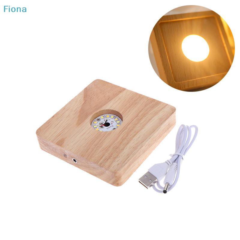 Square Wooden LED Light Base,USB Powered Wood Display Stand for Resin Art,Crystals & 3D Night Lights (Warm White)