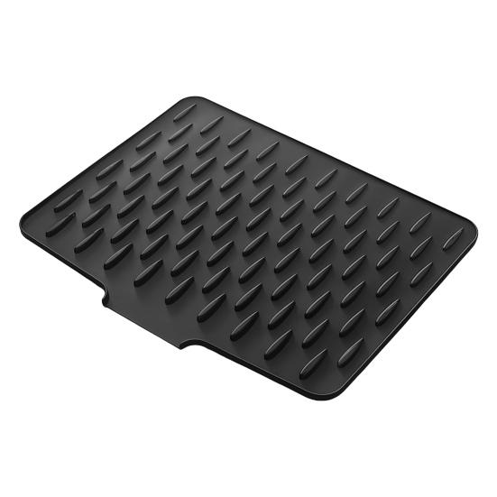 Silicone Drain Mat Thick Dish Drying Mat with Drainage Heat-Resistant Non-Slip Bar Sink Drying Pad for Countertops