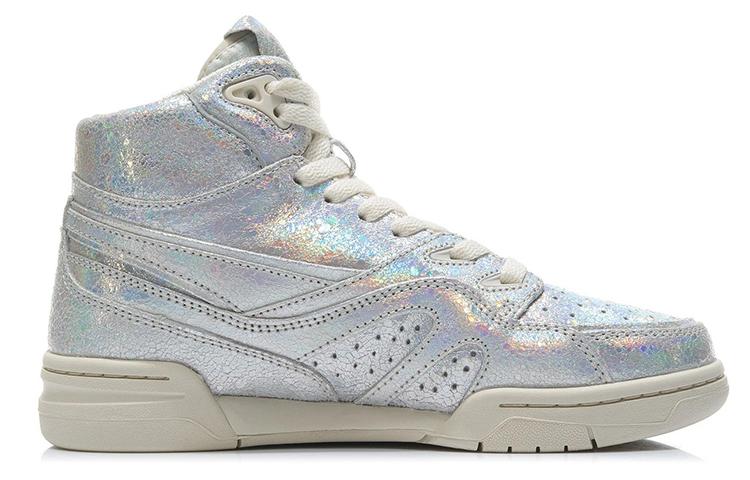 Li Ning 937 Deluxe Hi High top Vintage Basketball Shoes Women's Silver AGBR080-2