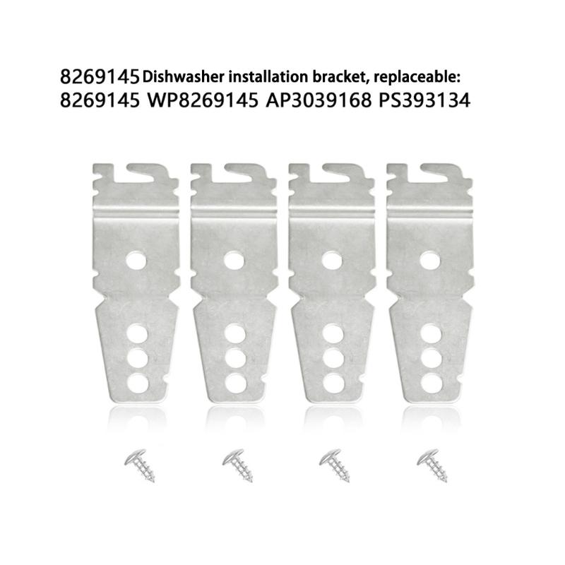 Dishwasher Mounting Bracket with Screws Under Counter Installation Clips Dishwasher Clips Replacement Part Accessories
