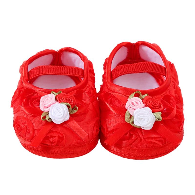 

Обувь для первых ходунков для младенцев, нескользящая обувь принцессы на плоской подошве с цветочным декором 11