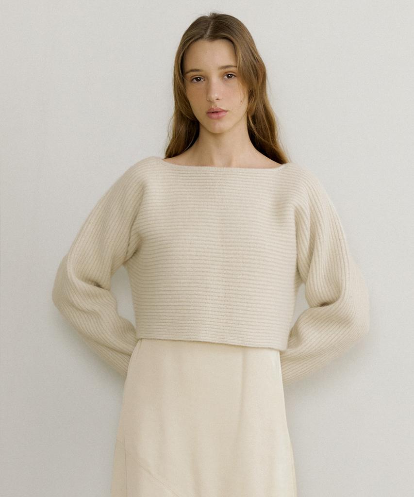 OCTETTE Raccoon Boat Neck Pullover Knit_3Color
