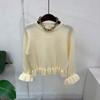 C S In The Room Lotik Round neCk Frill Crop Long Sleeve Knit 3Color