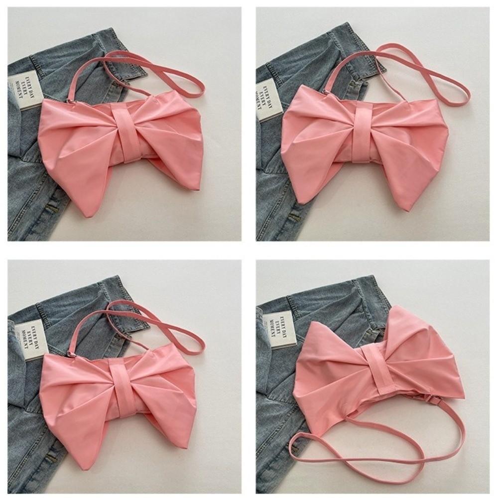 Elegant Large Capacity Bowknot Tote Fashion Zipper Handbag Pleated Bow Crossbody Bags Travel