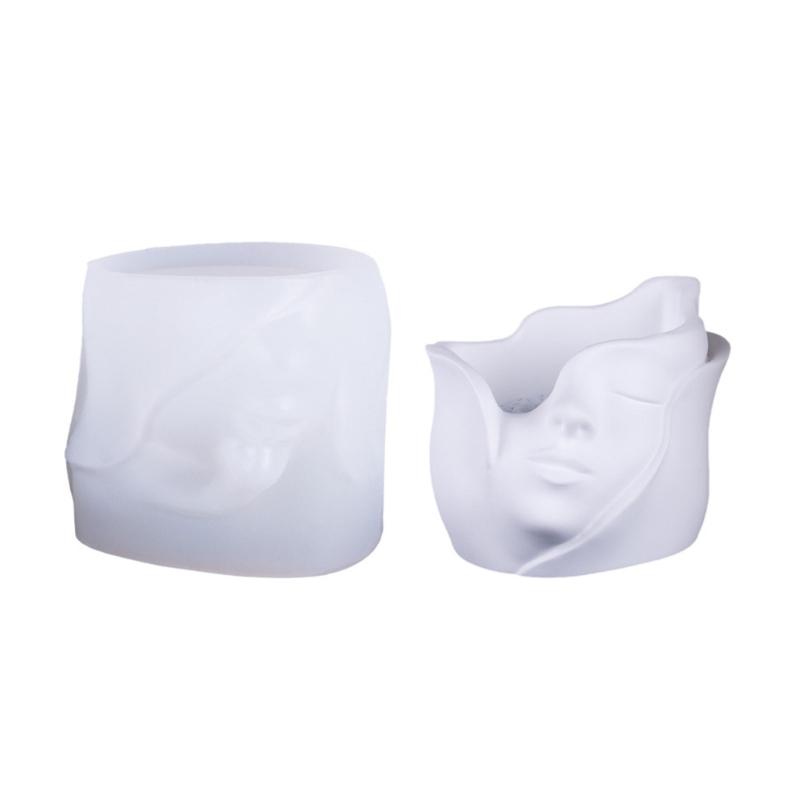 Succulent Vase Moulds Flowerpot Mold Human Face Shape Plant Pots Mold Pen Storage Holder Moulds Suitable for Crafting