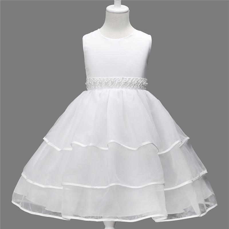Robe de Mariage de Princesse Fait Main pour Enfants avec Fleurs en Tulle et Ceinture