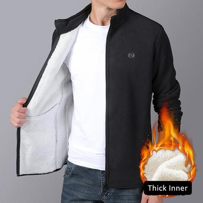 Men's Autumn and Winter Fleece Thick Jacket Outdoor Warm Middle Layer Lamb Fleece Fleece Cardigan
