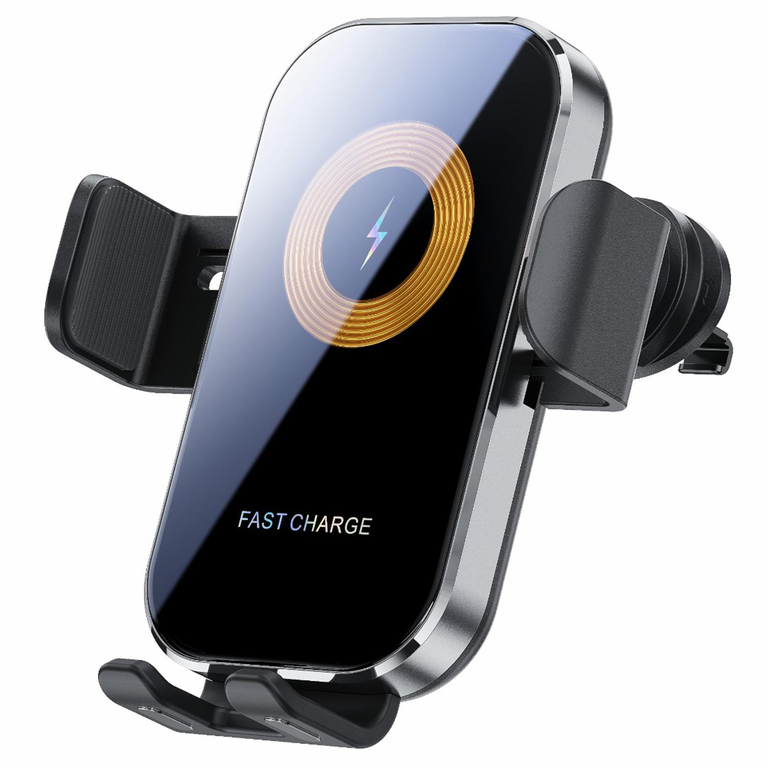 

X12 Автомобільний тримач для телефону з бездротовою зарядкою, з сенсорним керуванням, кріплення на повітропровід, кронштейн для мобільного телефону Silver