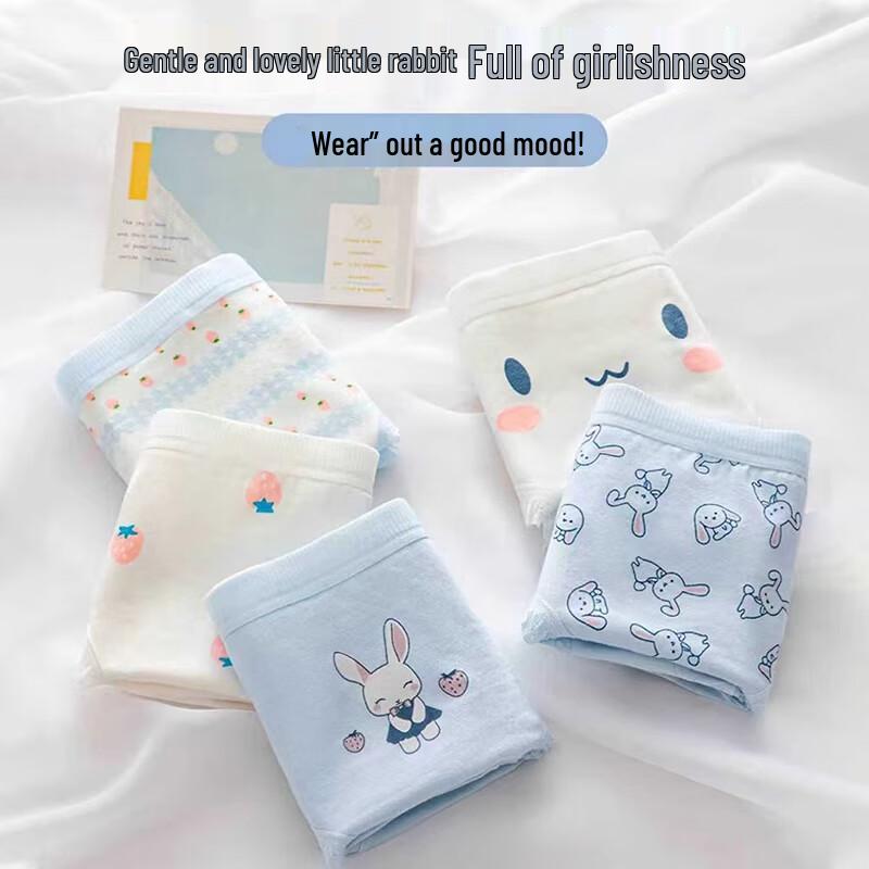 FitonTon Girls' Pure Cotton Antibacterial Briefs 5-Pack