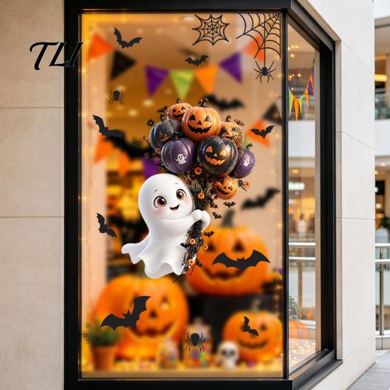 Ghost Glass Sticker Halloween Sticker, Cartoon Static Window Cling for Decals Parties, Waterproof Decoration Decal Home Office