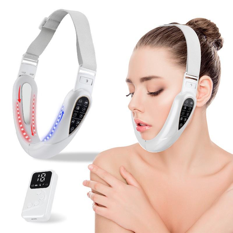 EMS Vibration V-Face Device: Remote-Controlled Beauty Massager with 5 Color Light Modes for Facial Care