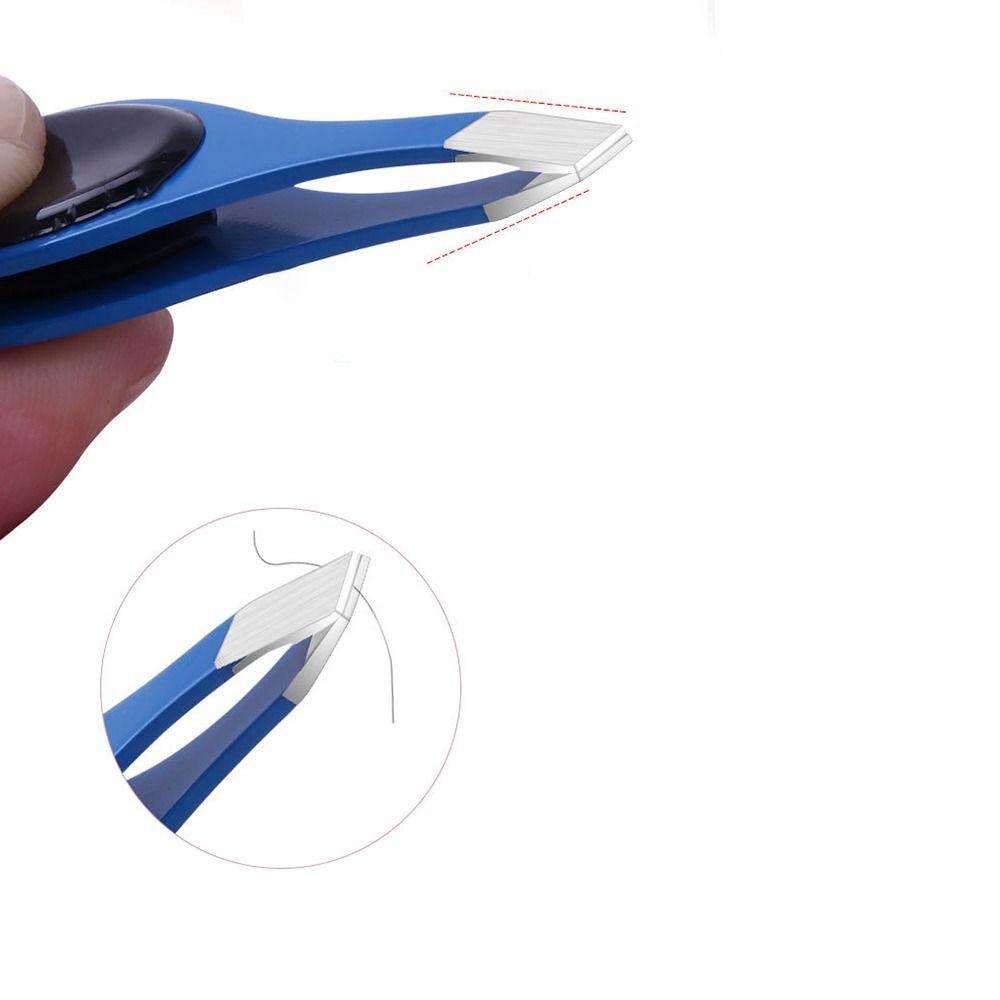 Non-slip Handle Slanted Eye Brow Clips Hair Removal False Eyelash Tweezers  Women