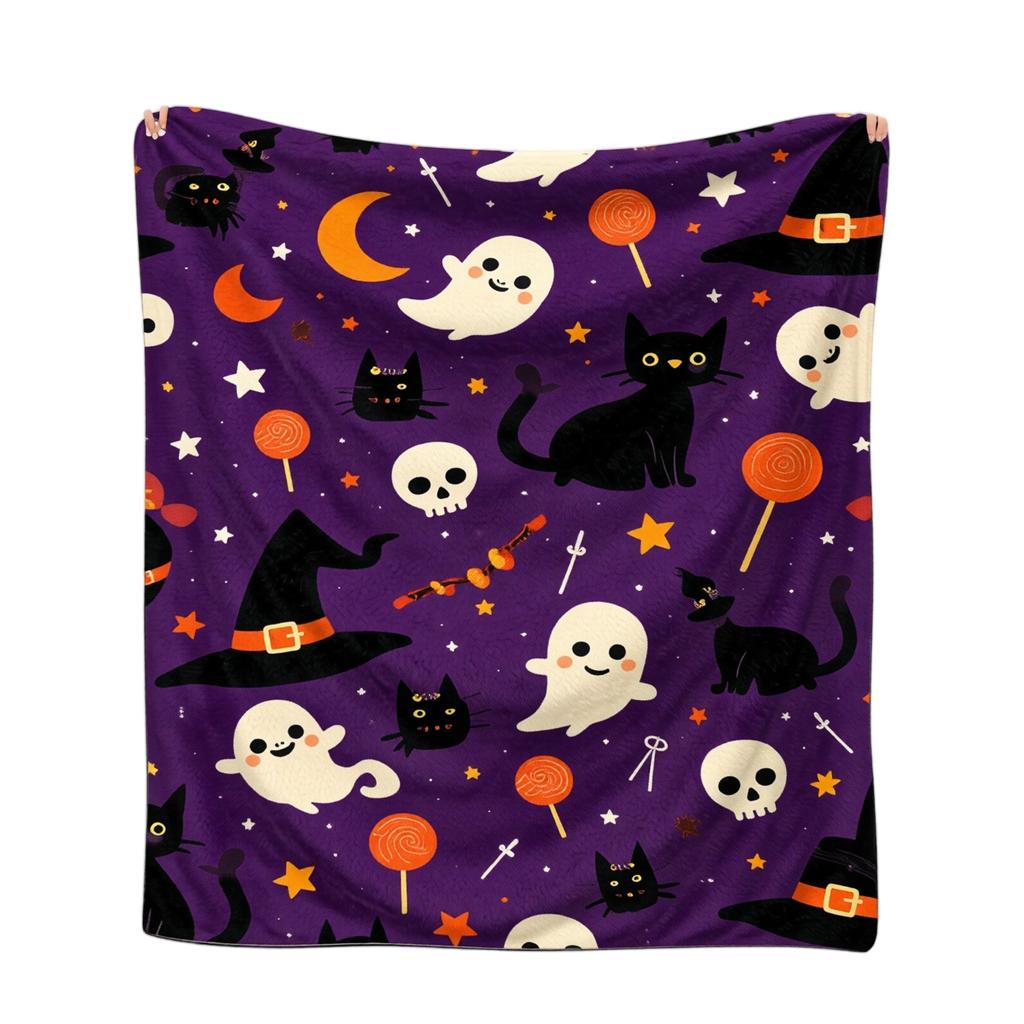 Halloween Flannel Throw Blanket Printed 130 150 cm for Couch Sofa Bed