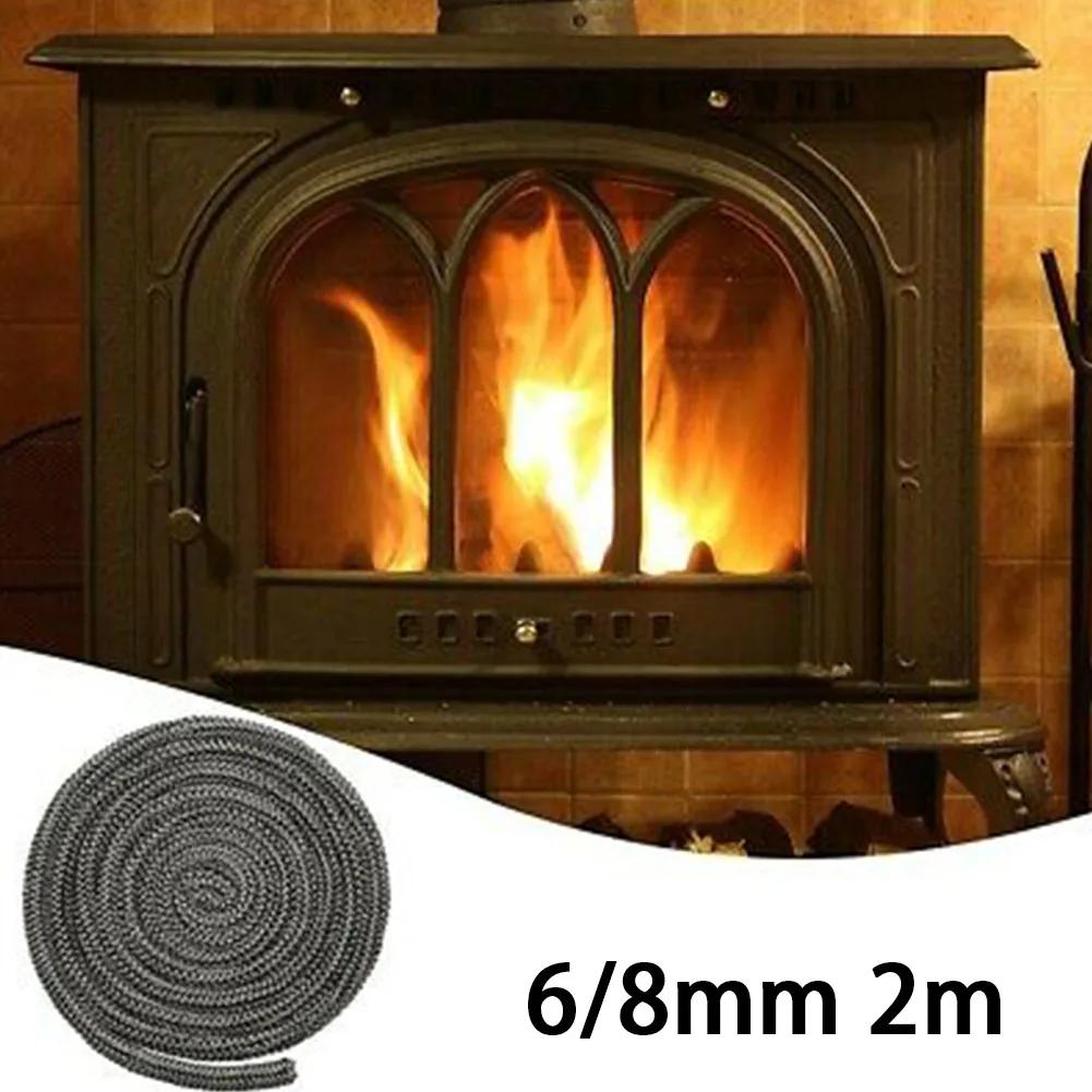 Home Fiberglass Rope Seal 78 Inch/2m Black Dark Grey Door Seal Fire Prevention Replacement 1pcs 6/8mm Fiberglass