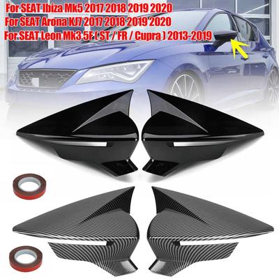 Pair Car Side Door Rear View Mirror Cover Cap Add On For For SEAT Leon MK3 5F ST FR Cupra Ibiza Mk5 Arona KJ7 2017-2020