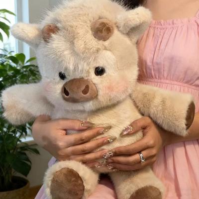 Running Highland Cow Plush Toy 45cm Cute Stuffed Animal Panda Huggable Pillow Birthday Gift for Kids Adults Home Office Decor