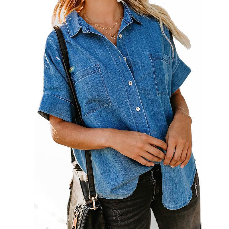 Straight Denim Shirt Women 