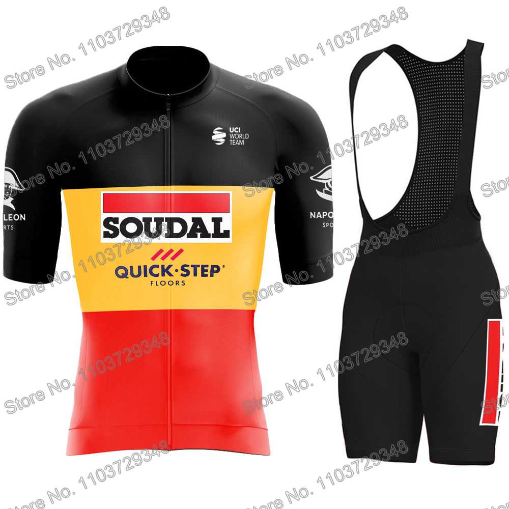 Soudal Quick Step Cycling Jersey Men's Set Summer Cycling Clothing Road Race Bike Shirt Suit MTB Women Bicycle Bib Shorts