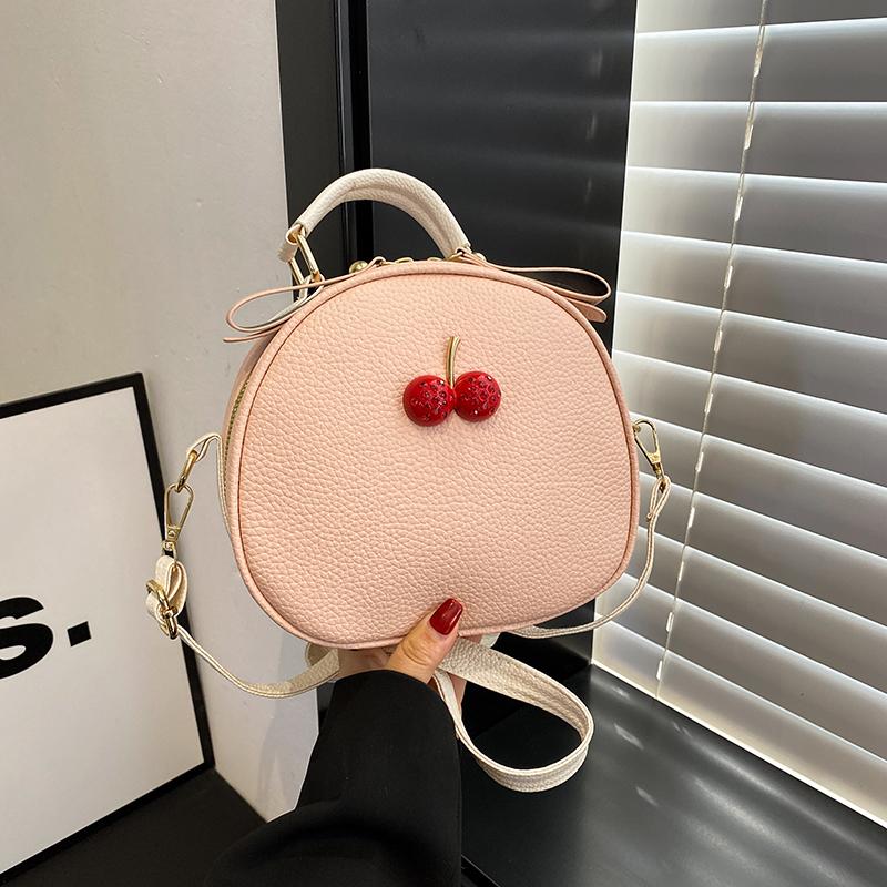 Fashion Bump Color PU Zip Closure Single Shoulder Messenger Round Bag