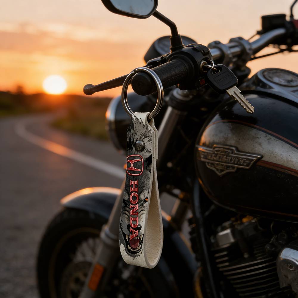 For Honda Soft PU Leather Motorcycle Keychain Lightweight Key Holder For Scooter Racing