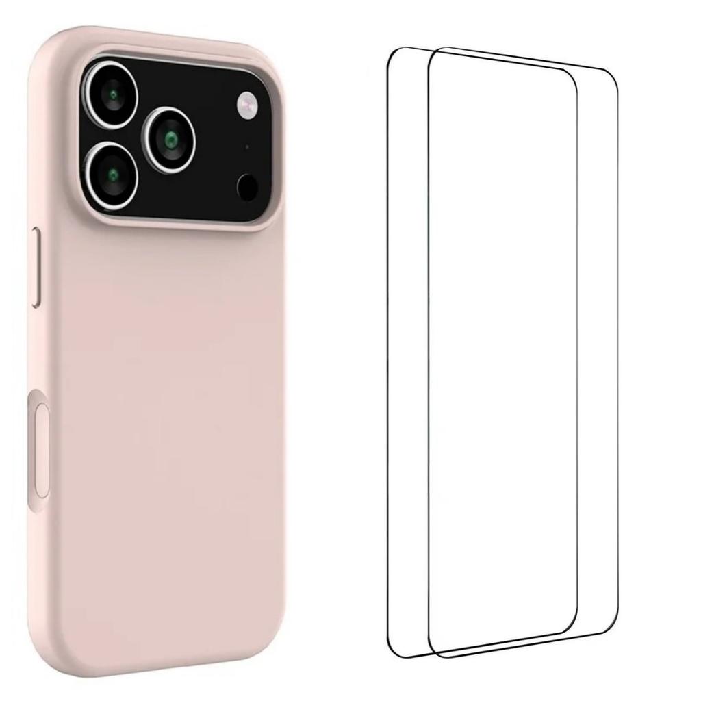 For iPhone 17 Pro Max Phone Case WANLONFENG GJ Series Liquid Silicone TPU Cover Large Cutouts with 2Pcs Screen Film