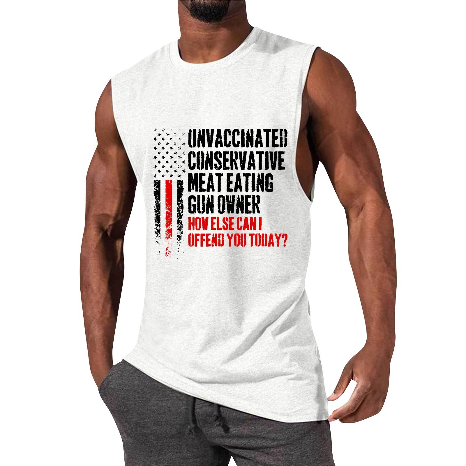 

Мужской летний модный повседневный жилет без рукавов, топы, мужской летний жилет без рукавов с принтом XL белый