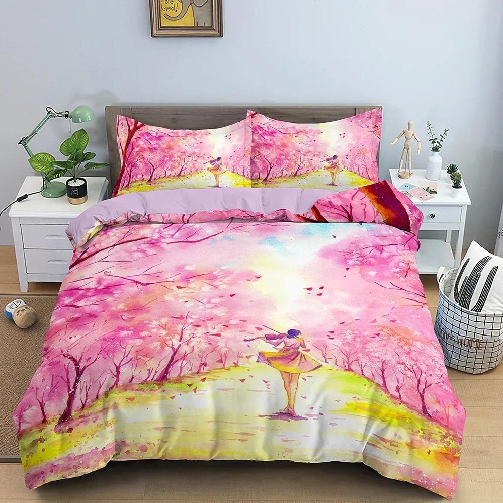 

New 3D Print Watercolor Landscape Comfortable Duvet Quilt Cover Pillowcase Bedding Set Children Bedroom Decoration Home Textile EU Single 135x200cm